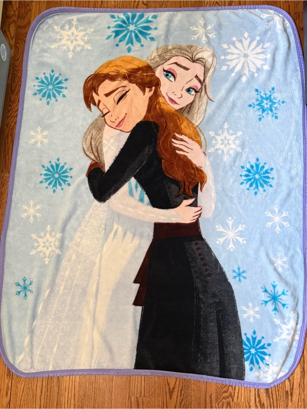 Disney Frozen Plush Throw Blanket - Light Blue, Purple, Elsa and Anna
